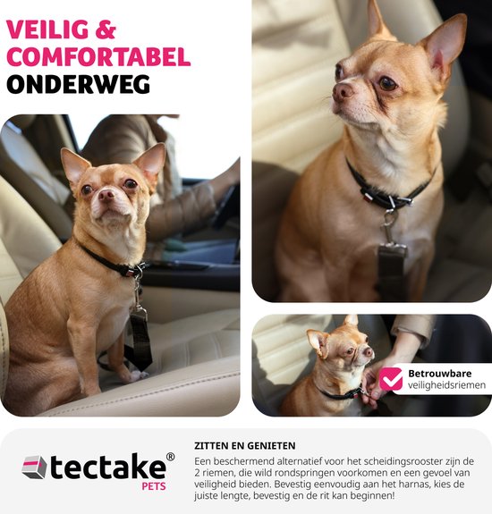 tectake® - Autohondenrek - Universeel met variabele breedte tot max. 154 cm - Kofferbakbescherming en scheidingsrooster - Incl. 2 veiligheidsgordels - Eenvoudige montage