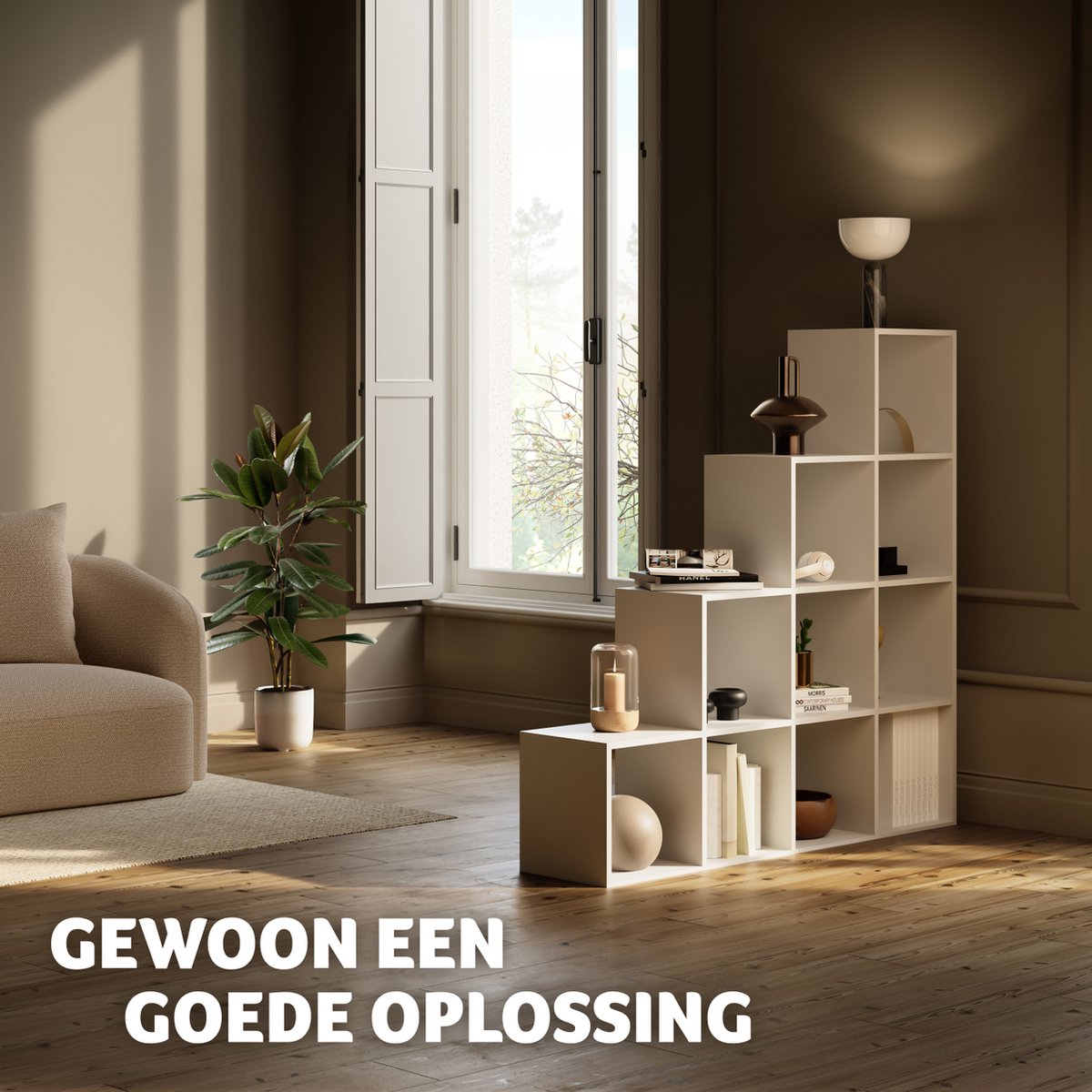 tectake boekenkast Talisa - Open kast met 10 vakken - Trapvormig design - 130 x 29 x 130 cm - Wit