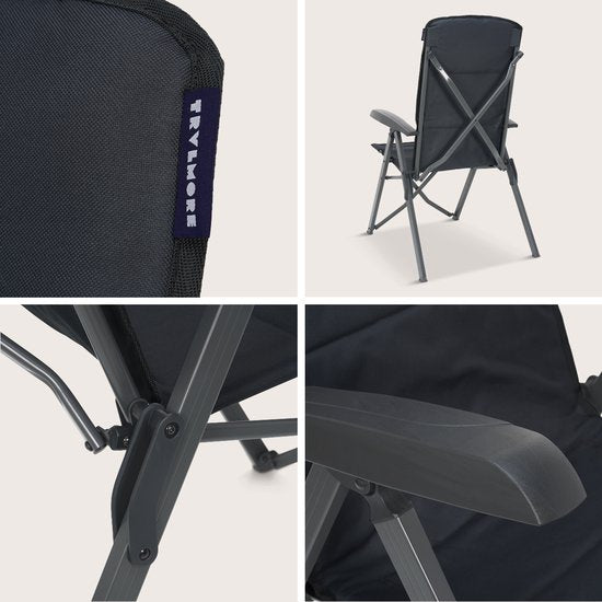 TRVLMORE Campingstoelen Luxe - Opvouwbaar - 2-Pack - 150KG Draagvermogen - Incl. Draagtas - Klapstoel - Kampeerstoel - Vouwstoel - Grijs