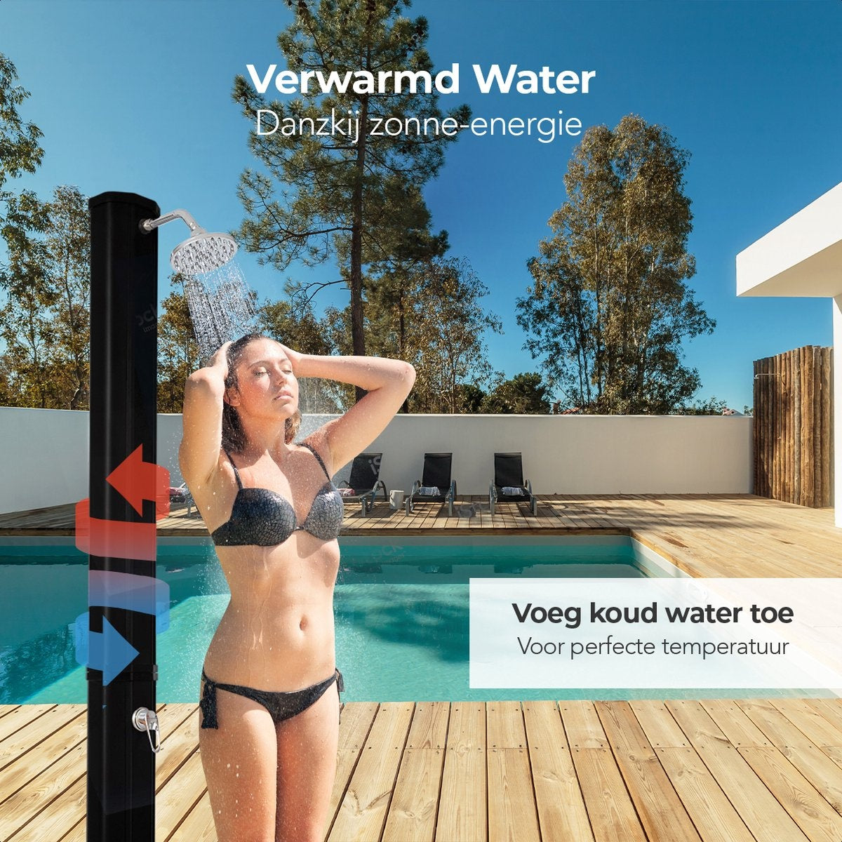 LifeGoods Buitendouche - Solar - 360° Draaibare Douchekop - 35L - Zwart