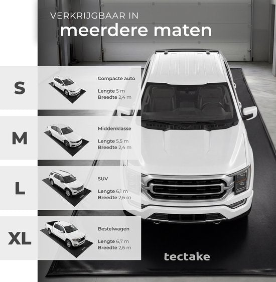 tectake® Garagemat - Vloermat - 550 x 240 cm - Antislip en Waterdicht - Inclusief Uitschuifbare Trekker, Klittenbandpads en Alcoholdoekjes - Milieumat - Werkplaatsmat - Voor Garage, Motor en Auto