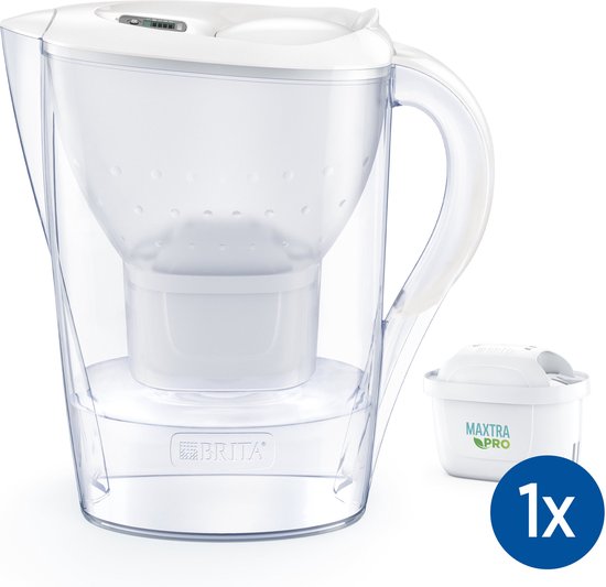 BRITA Waterfilterkan Marella Cool - 2.4L - Wit - incl. 1 MAXTRA PRO Pure Performance Waterfilter – Past in de koelkast - Filter drinkwater van kalk, chloor, PFAS, herbicide, pesticide en meer*