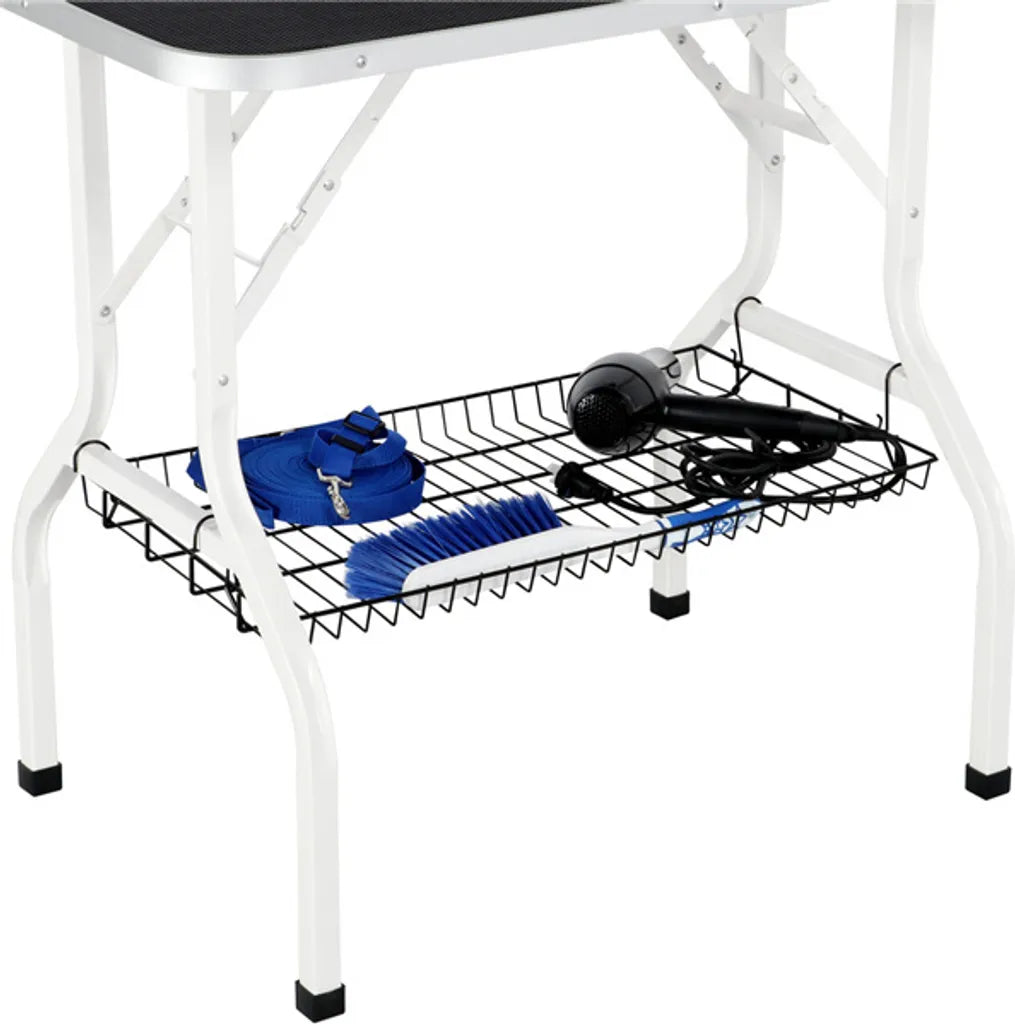 Yaheetech Hondentrimtafel 91 x 61 x 80 cm - Zwart - Opvouwbare Verzorgingstafel met Verstelbare Trimarm en Opbergmand