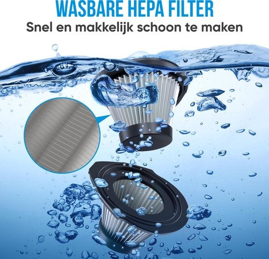 Strex Kruimeldief - Snoerloos - Kruimelzuiger Nat & Droog - 3 Opzetstukken - 14000PA - HEPA Filter - LED Verlichting - Extra Krachtig - Handstofzuiger