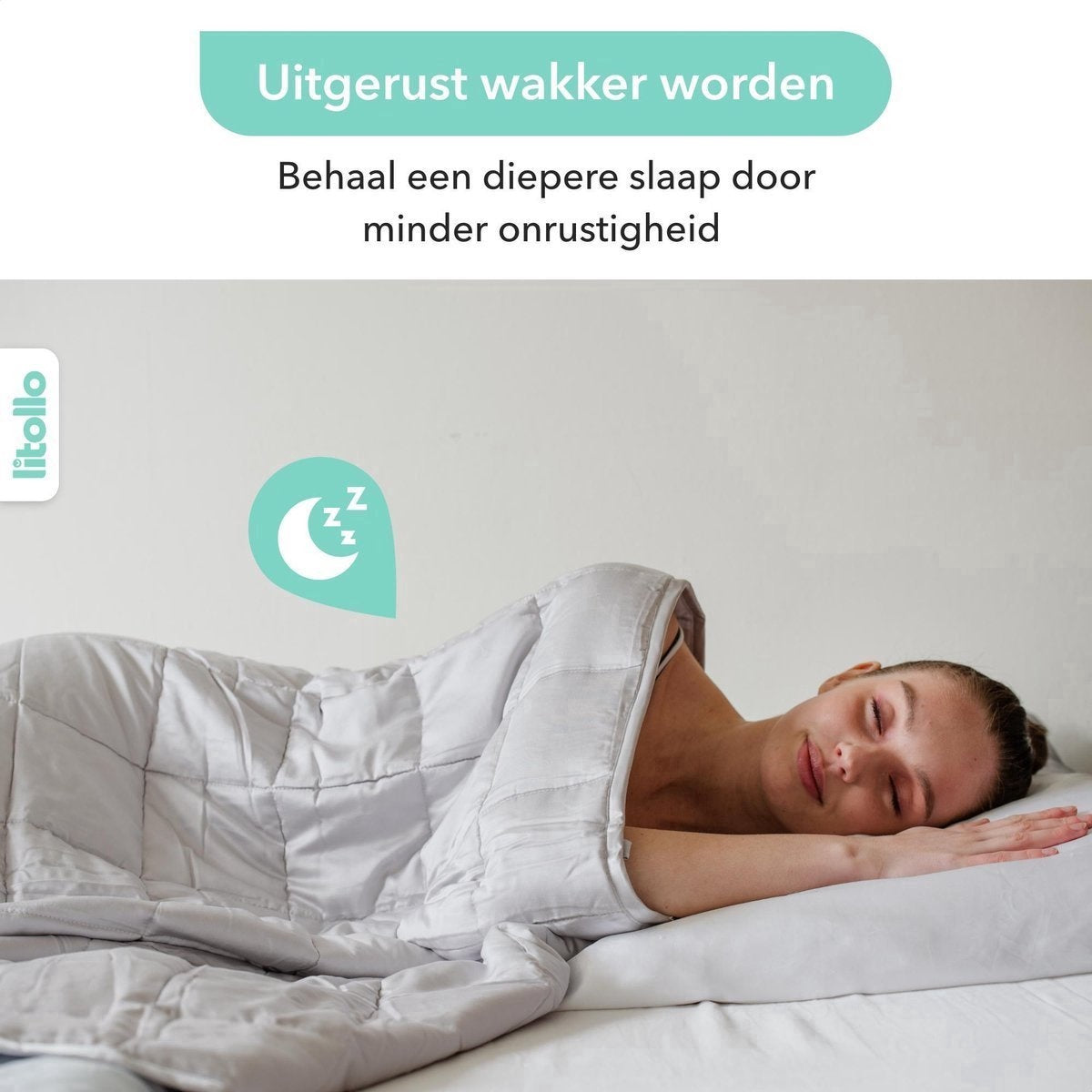 Litollo Verzwaringsdeken 10 kg met buitenhoes sterpatroon - Weighted Blanket - Duurzaam Bamboe Materiaal - Grijs - 150x200cm