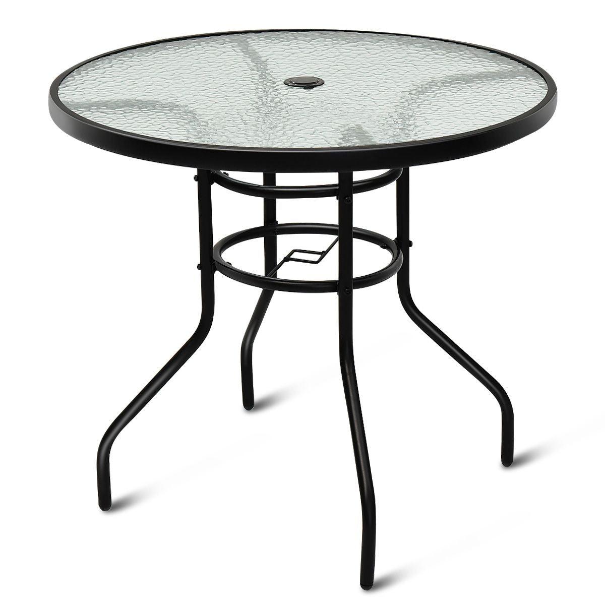 Coast Bistrotafel Glazen Tafel Bijzettafel Balkontafel Patiotafel voor Binnen en Buiten Zwart