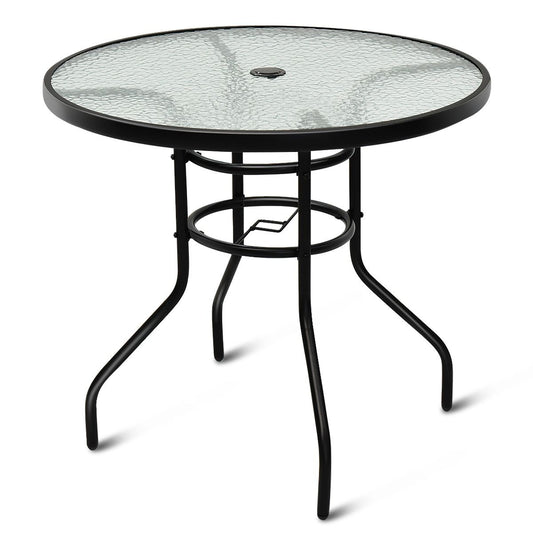 Coast Bistrotafel Glazen Tafel Bijzettafel Balkontafel Patiotafel voor Binnen en Buiten Zwart