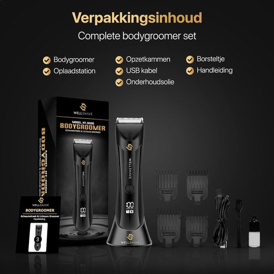 Wellshave Bodygroomer –  Keramische Bladen – 90 min batterijduur – Zwart