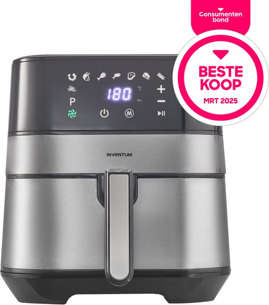 Inventum GF500HLD - Airfryer - Hetelucht friteuse - 5 liter - 80 tot 200 graden - PFAS vrij - 1700 watt - Zwart/Zilver - Beste Koop Maart 2025
