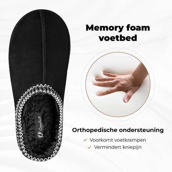 Pantoffels Dames - Sloffen - Maat 38/39 - Zwart - Anti-slip - Comfeet