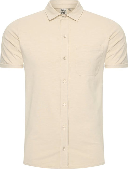 Mario Russo Korte Mouwen Overhemd - Overhemd heren - Polo Shirt Heren - t shirt heren - XL - Beige