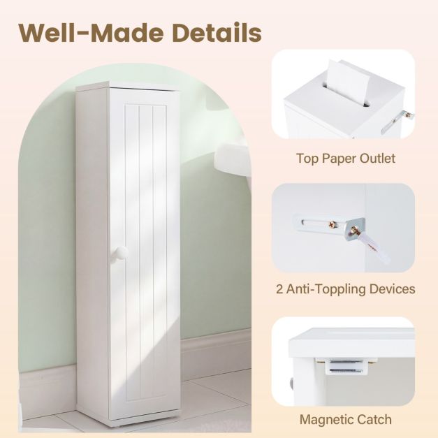 Coast Smalle Toiletkast – 5 Opbergvakken – 17 x 16 x 69 cm – Wit