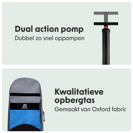 LifeGoods PaddlePro SUP Board - Opblaasbaar Paddle Board - Compleet Set - Max. 150KG - 320x81cm - Blauw