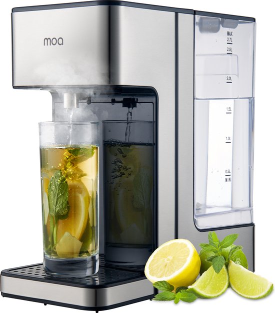 MOA Heetwaterdispenser 2,7L met Temperatuurregeling - 45-100°C - Heetwatertap - Melkfunctie - Instant Waterkoker - BPA-vrij - RVS - Zilver