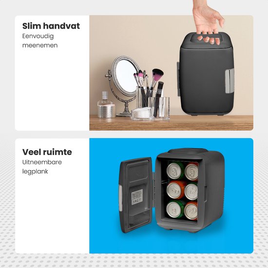 Auronic Mini Koelkast - 4 Liter - Make-Up en Beauty Skincare - 100/240V / 12V Auto Stekker - Zwart