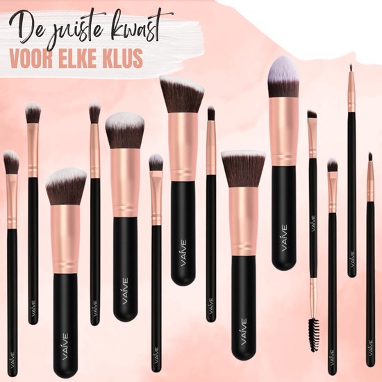 VAIVE Make Up Kwasten Set - Foundation Kwast - Oogschaduw Borstels - Poederkwast - Makeup Kwasten - Kwastensets - Wenkbrauw Borstel