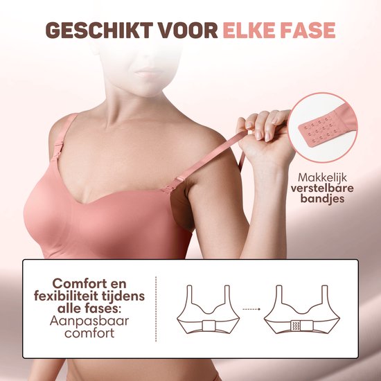 Vulpes Goods® BabyCare – Voedingsbh Zonder Beugels – Naadloos – Borstvoeding – Roze – Maat M