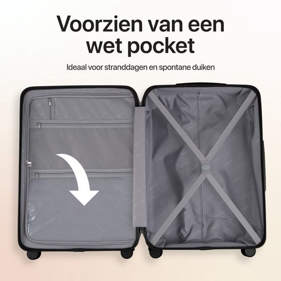 SKYCASES Classic Heritage - Grote Reiskoffer - TSA Slot - 76x52x30 cm - 100L - XL Rolkoffer - 360° geruisloze wielen - Lichtgewicht - Trolley - Zwart