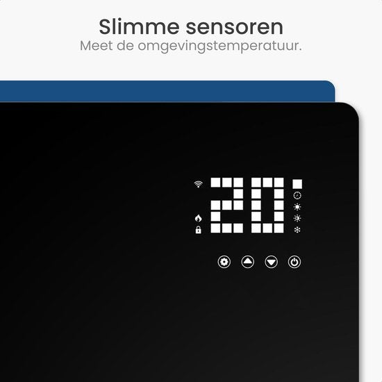 Gologi Elektrische Convectorkachel – 2000W – Thermostaat, App & Touchbediening – 42,3 x 33 x 11,5 cm – Zwart