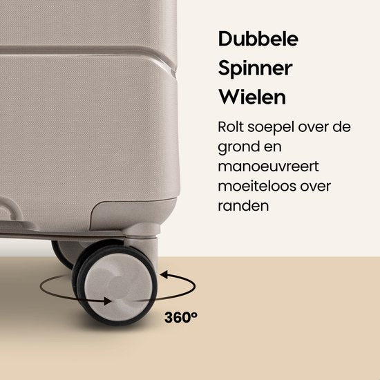 SKYCASES Urban Adventurer - Kofferset - 3-delig - Cijferslot - 232L - Spinner wielen - Reiskoffer met Kofferslot - Lichtgewicht - Beige