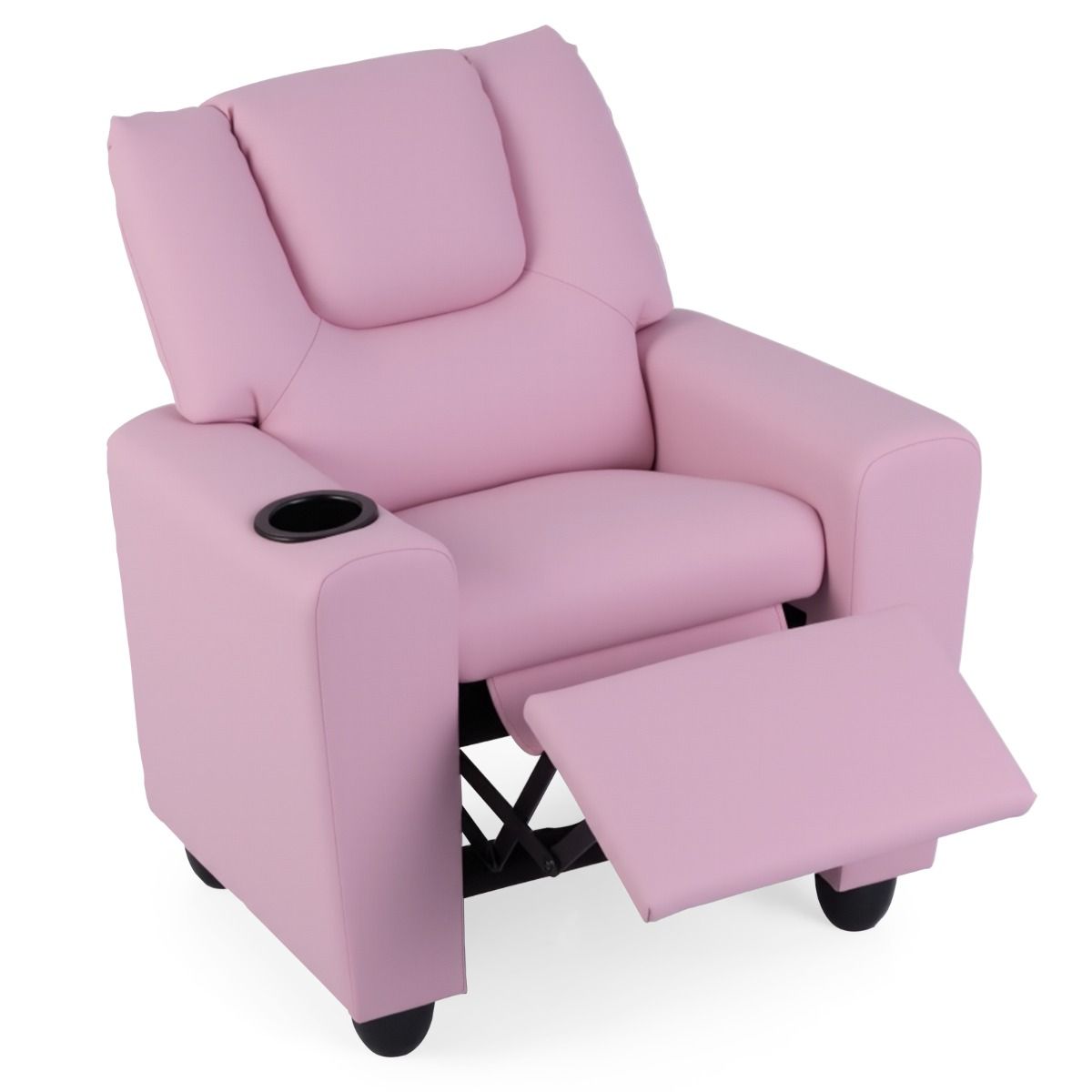 Coast Kinderfauteuil met relaxfunctie - verstelbare rugleuning en voetsteun - bekerhouder - roze