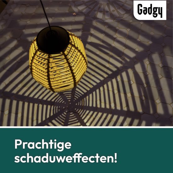 Gadgy Solar Hanglampen Buiten – Set van 2 – Rattan Look – LED Solar Tuinverlichting – Warm Licht – Spatwaterdicht – Zonne-energie – Hanglamp Tuin Decoratie