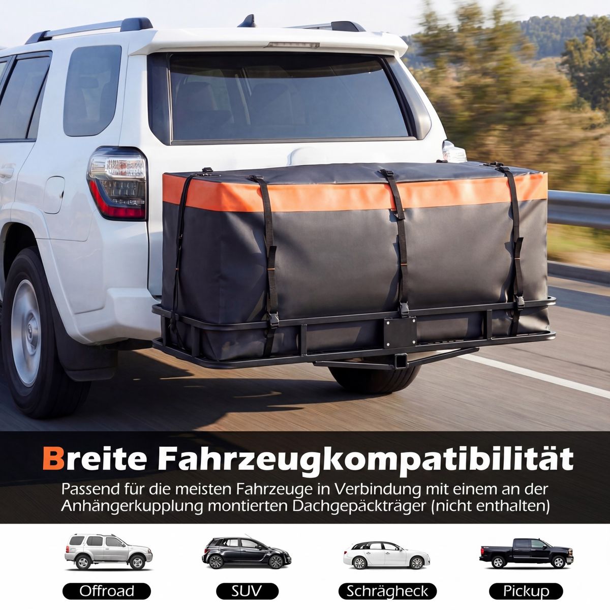 Coast Dakkoffer voor trekhaak - waterdicht - 550 liter - oranje/zwart