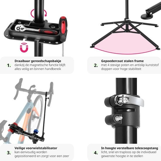 tectake® - Fiets reparatiestandaard fietsmontagestandaard e-bike Philipp - 402899