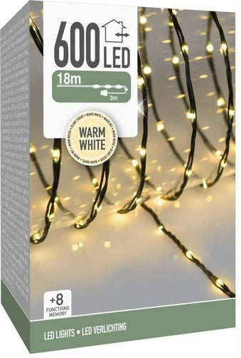 Koopman Christmas LED lichtsnoer warm wit 18 m – zwart snoer – binnen en buiten