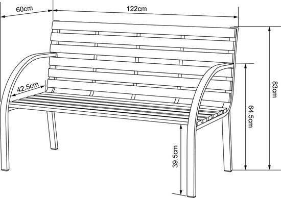 AXI Otis houten Tuinbank met matzwart stalen frame – Cederhout - 122x60x83 cm – Tweepersoonsbank voor buiten
