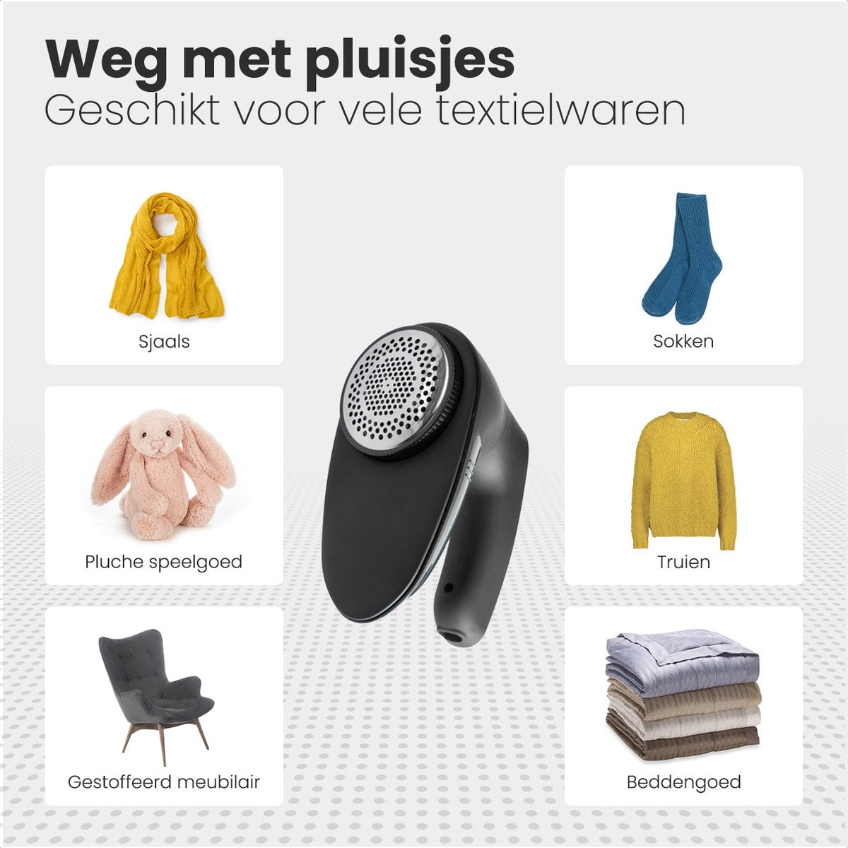 Auronic Elektrische Pluizenverwijderaar - Draadloos - 2 Extra Opzetstukken - Zwart