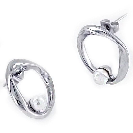 Laura Ferini Dames Oorbellen met pareltje Ardea Zilver - Zilverkleurige Vrouwen Oorringen met Parel - Waterproof Roestvrij Staal - RVS Sieraden - Accessoires