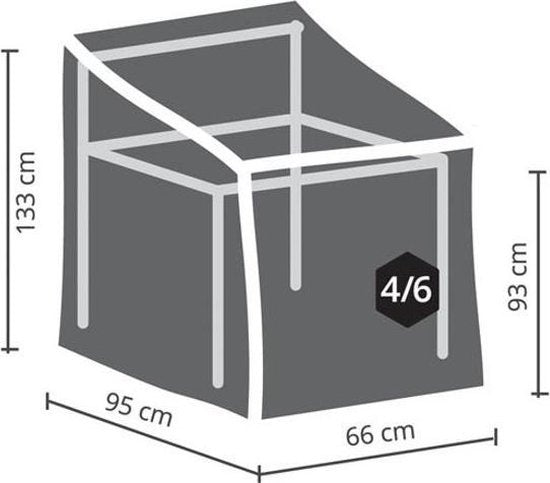 Perel Buitenhoes voor stapelstoelen, voor 4-6 gestapelde stoelen, grijs, 66 cm x 95 cm x 133 cm