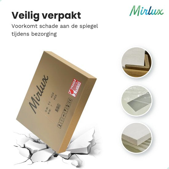 Mirlux Badkamerspiegel met LED Verlichting & Verwarming – Wandspiegel Ovaal – Anti Condens Douchespiegel - Zwart - 90x50CM