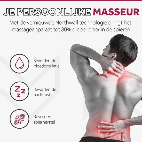 Northwall Shiatsu Massagekussen - Nekmassage apparaat - Infrarood Warmtefunctie - Massage Kussen met Luxe Draagtas