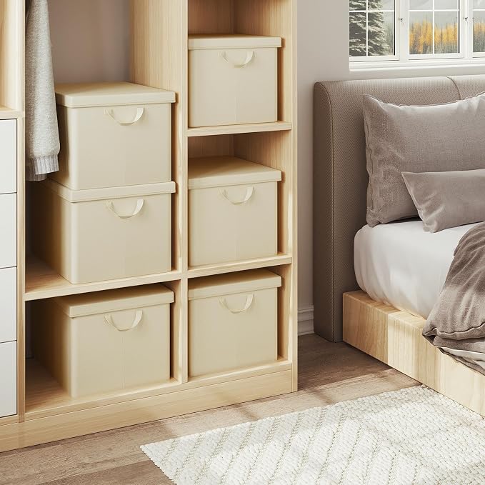Woltu Opvouwbare Opbergboxen Set van 3 - 33 x 33 x 31 cm - Opbergmanden voor Kast, Plank en Vakkenkast