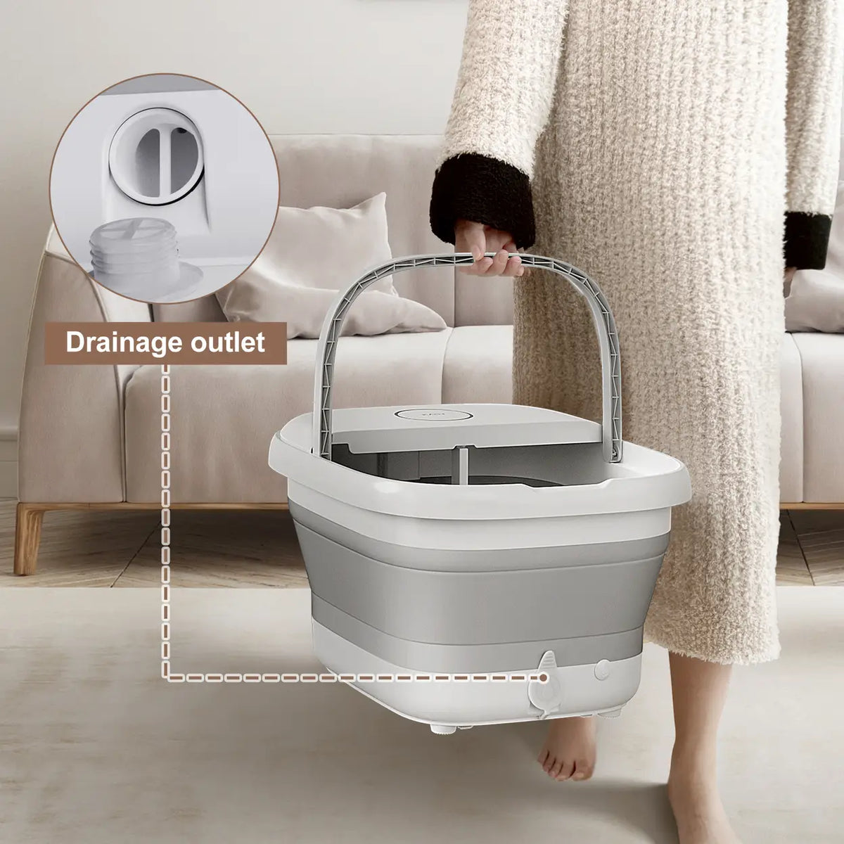 Kasj Voetenbad T5-A - Wit - Opvouwbaar - Verwarming tot 45 °C - Bubbeljets - 6 Massagerollers - Rood Licht - 41 x 34 x 25 cm