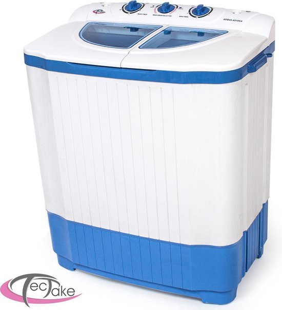 TecTake 400777 Was-droogcombinatie Vrijstaand Bovenbelading Blauw, Wit