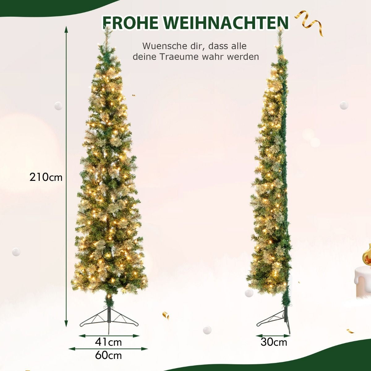 Coast Halve Kunstkerstboom met 150 LED-lampjes -210cm
