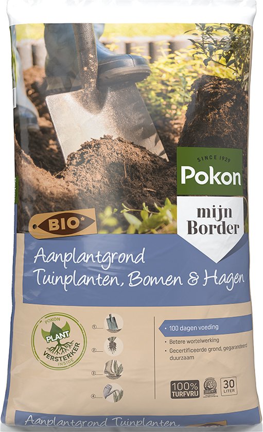 Pokon Bio Aanplantgrond voor Tuinplanten, Bomen & Hagen - 30l - 100 dagen voeding - turfvrij