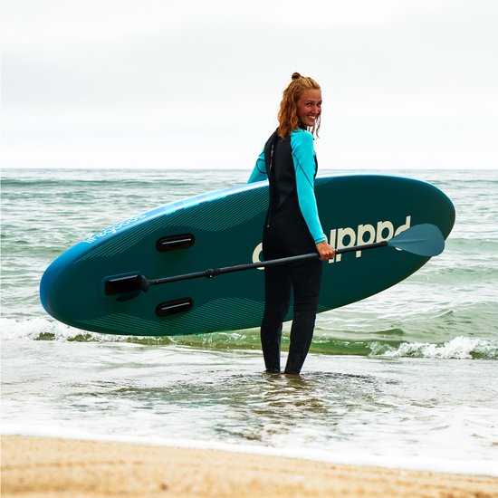 LifeGoods PaddlePro SUP Board Pro - Pro Set - Opblaasbaar Paddle Board - Max. 150KG - 320x81cm - Diep Aqua