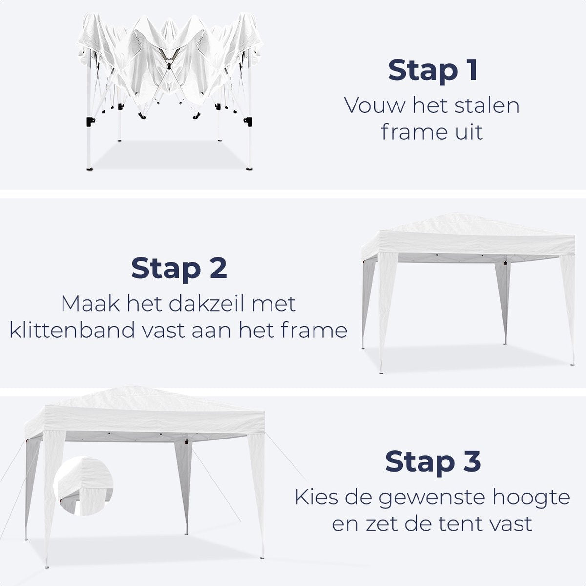 LifeGoods Partytent - Paviljoen - EasyUp - Opvouwbaar - Waterdicht - Met Draagtas - 300 x 300 cm - Blauw