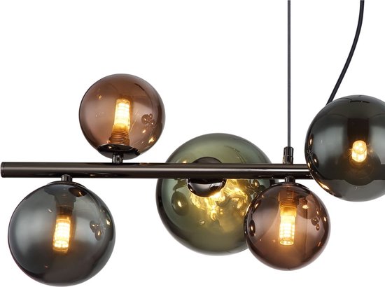 Globo - hanglamp - RIHA - multicolor - glas - grote eettafellamp - G9 - 56142-9H