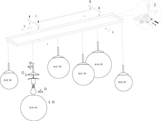Steinhauer - hanglamp - Bollique LED - zwart - glas metaal - design lamp - E27 - 3499ZW