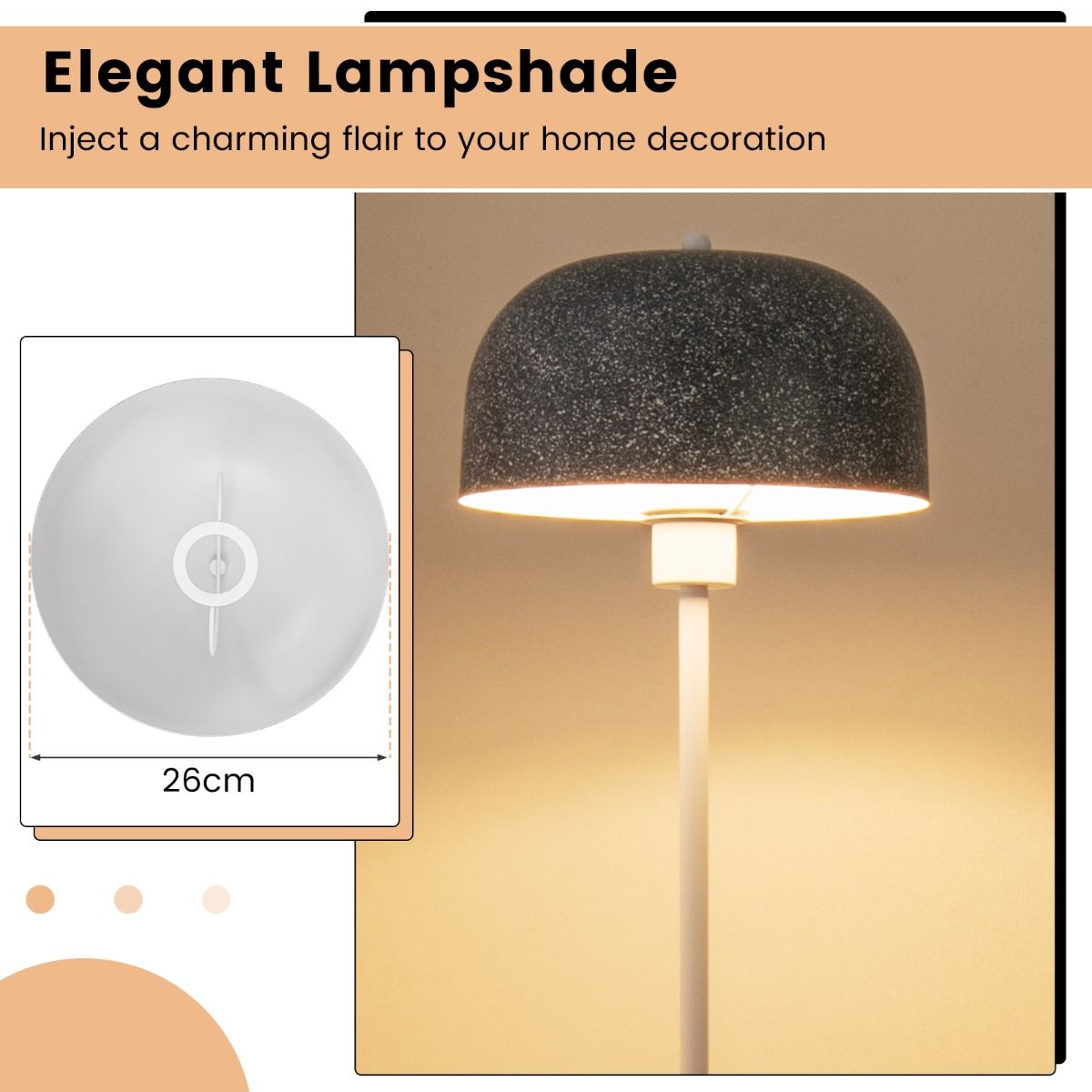 Coast Vloerlamp 146 cm Grijs-Wit met Kap en Voetschakelaar – Moderne Staande Lamp met Verzwaarde Voet en E27 Fitting
