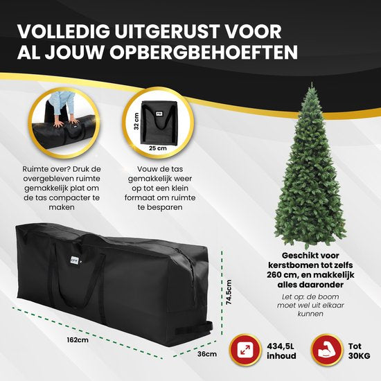 TTD® Kerstboom Opbergtas Zwart - 434 L - 600D Oxford Stof - Opbergbox