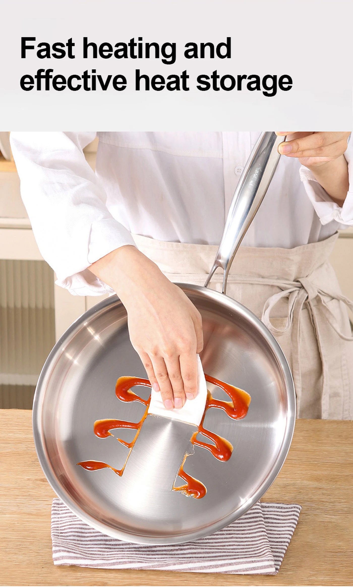 PURECOOK Tri-Ply RVS Koekenpan 28 cm - 304 RVS - Zilver - Geschikt voor Alle Kookplaten