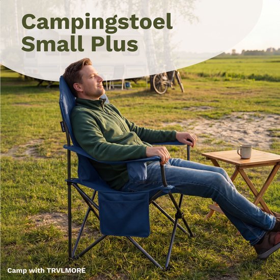 TRVLMORE Campingstoel XXL - Opvouwbaar - 160KG Draagvermogen - Incl. Draagtas - Klapstoel - Visstoel - Kampeerstoel - Vouwstoel - Blauw