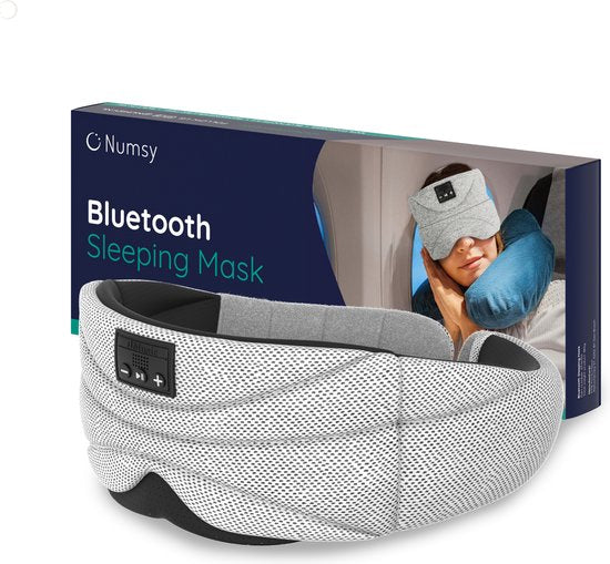 Numsy Slaapmasker met Bluetooth - Batterij vermogen 8 uutjes - 100% Katoen - Lichtgrijs