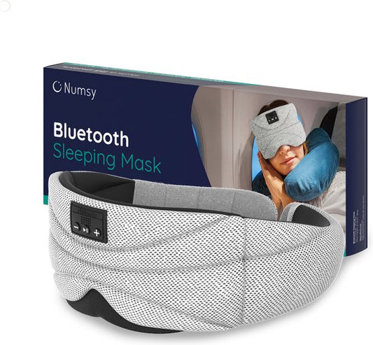 Numsy Slaapmasker met Bluetooth - Batterij vermogen 8 uutjes - 100% Katoen - Lichtgrijs